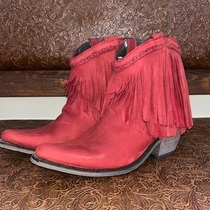 LIBERTY Black Red Suede Boots size 8